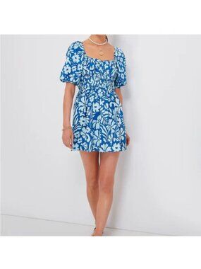NWT Faithfull The Brand Blue Sidra Floral Marinelli Mini Dress Size 6